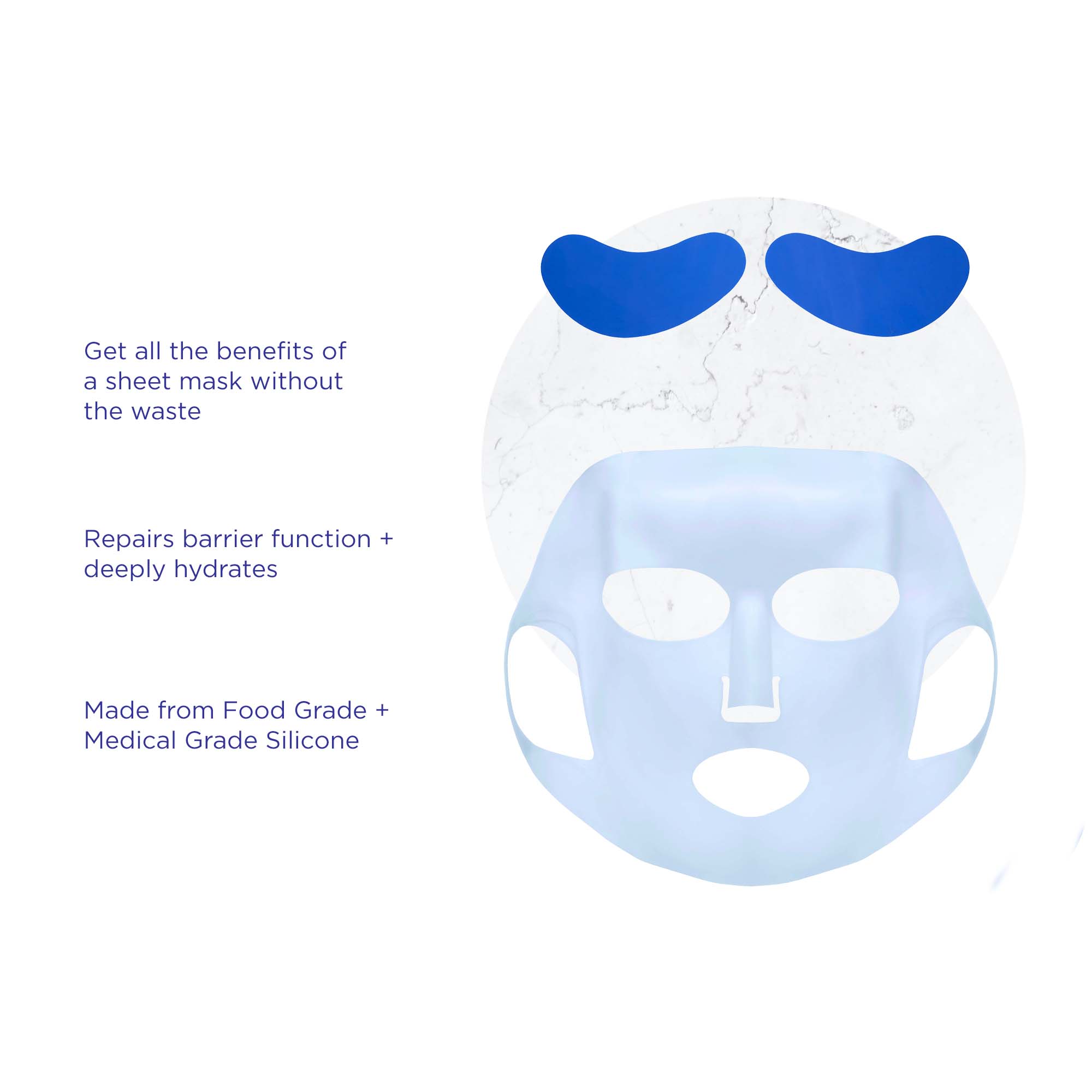 Reusable Silicone Sheet Mask Set for Face + Eyes - infographic