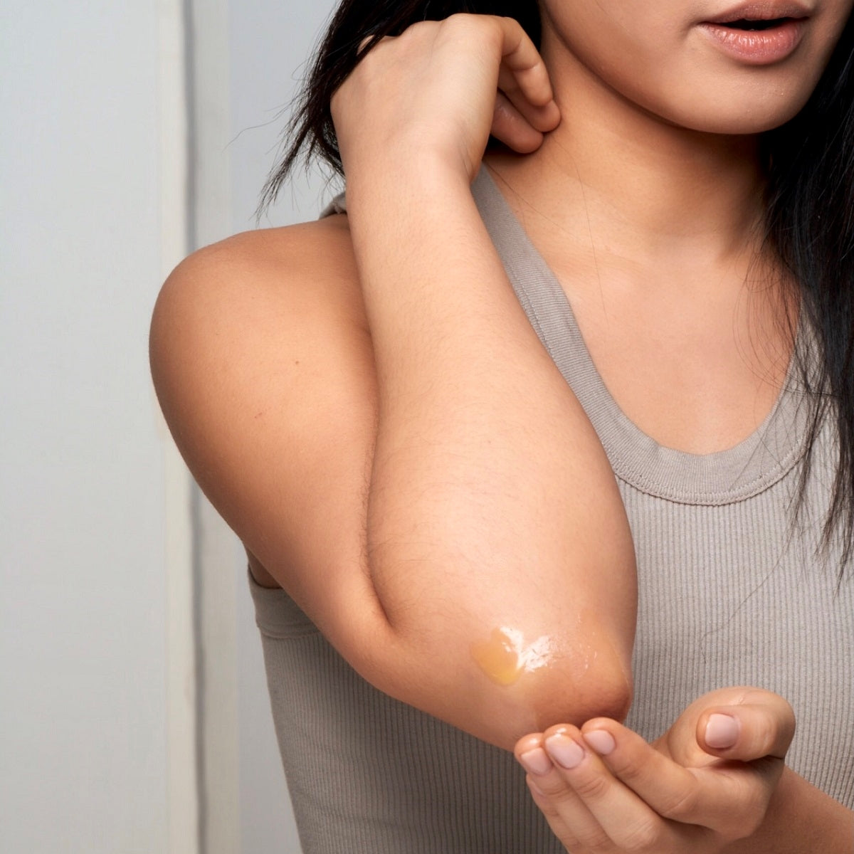 Hydrating Rescue Balm applied to elbow - Province Apothecary