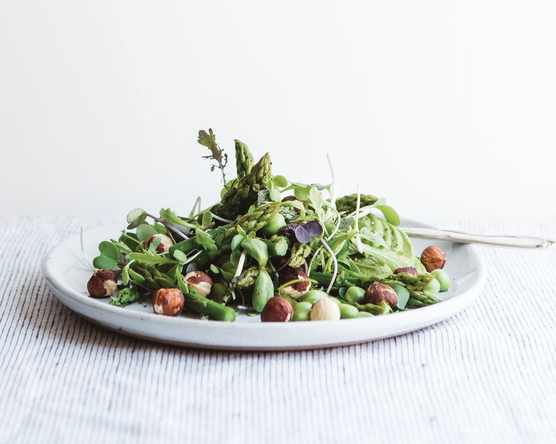 The Greenhouse Cookbook Giveaway + Recipe | Pea Shoot and Asparagus Salad with Toasted Hazelnuts